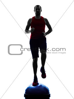 man bosu balance trainer  exercises fitness silhouette