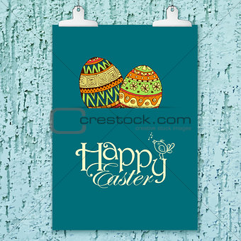 Easter background with colorful doodle eggs
