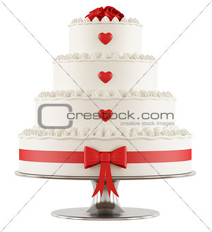 Wedding cake on white