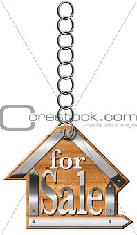 House For Sale - Sign Hanging from Chain