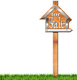 House For Sale - Wooden Sign with Pole