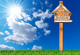 House For Sale - Wooden Sign with Pole