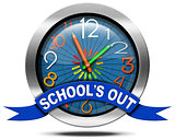 Schoolâs Out - Metal Icon with Clock
