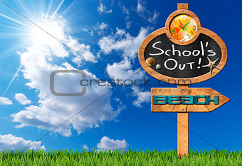 School's Out  - Sign for Beach