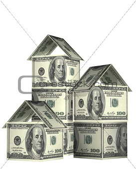 Houses from dollars banknotes