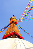 Bodnath stupa and prayer flags in Kathmandu, Nepal