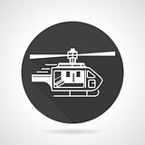 Helicopter black round vector icon