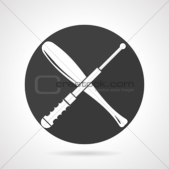 Stick and baton black round vector icon