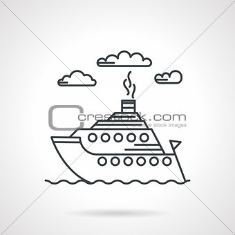 Steamship black line vector icon