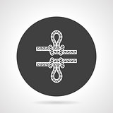 Rope knot black round vector icon