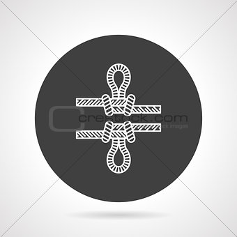 Rope knot black round vector icon