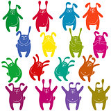 Sixteen thick funny rabbit stencils