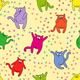 Seamless pattern with amusing cats