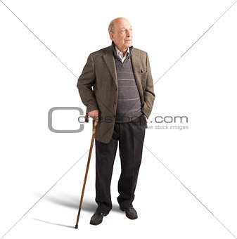 Elderly walking with stick
