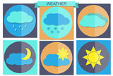 Flat color weather icons