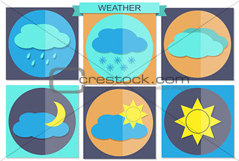Flat color weather icons