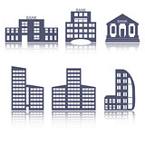Buildings flat design web icons set