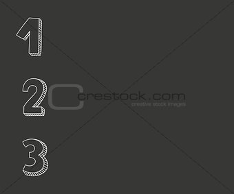 1, 2, 3 vector numbers on chalkboard background