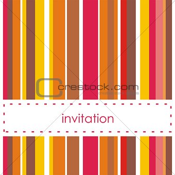 Vector card or invitation with red, yellow and brown stripes