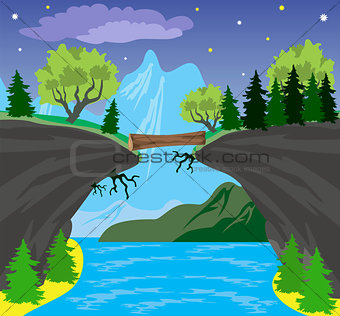 Beauty landscape with lake and mountain background