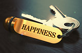 Keys to Happiness. Concept on Golden Keychain.