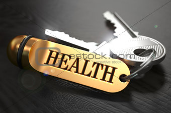 Keys to Health. Concept on Golden Keychain.