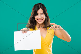 Holding a blank paper
