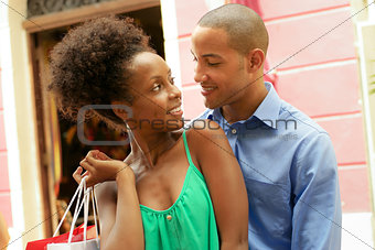 Portrait African American Couple Shopping In Panama City