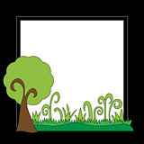 Black frame with tree and grass