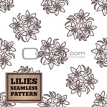 Seamless pattern with bouquet of lilies