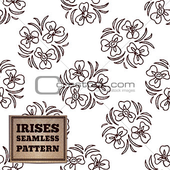Seamless pattern with bouquet of irises