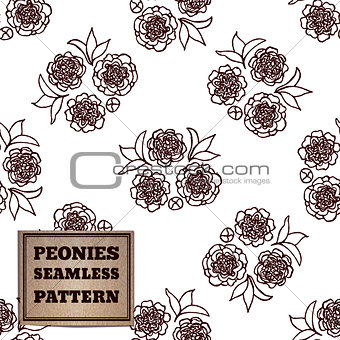 Seamless pattern with bouquet of peonies