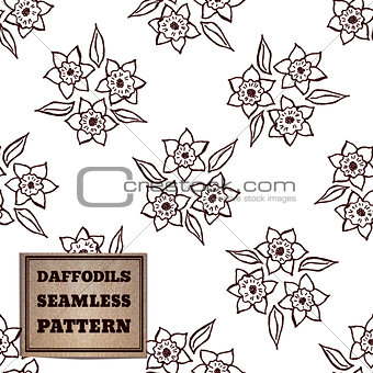 Seamless pattern with bouquet of daffodils