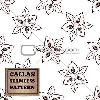 Seamless pattern with bouquet of callas