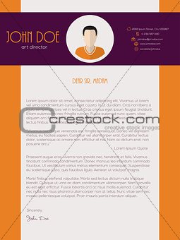 Cover letter design with orange purple colors