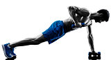 man exercising fitness plank position exercises silhouette