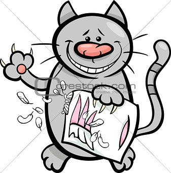 cat with pillow cartoon illustration