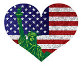 4th of July Heart Flag and Statue of Liberty