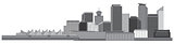 Vancouver BC Canada Skyline Grayscale Illustration