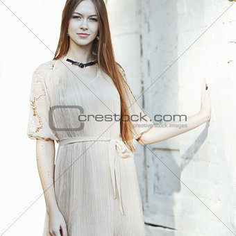 Young female with beautiful long hair posing.