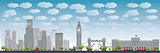 London skyline with skyscrapers and clouds