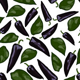 Fresh violet peppers seamless pattern