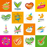 large set of vector logos vitamins