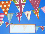bunting on blue sky and message