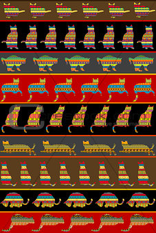 Background with ethnic ornaments patterned cats