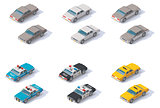 Vector isometric cars set