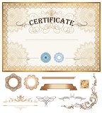 Certificate or coupon template with vintage border and additional design elements