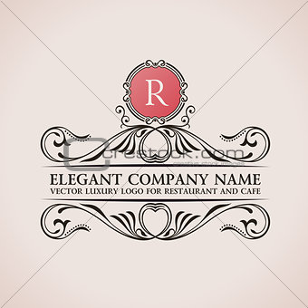 Luxury logo. Calligraphic pattern elegant decor elements. Vintage vector ornament