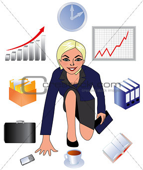 The business lady, the woman at work, the employee of office