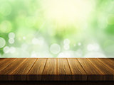 Wooden table with defocussed background